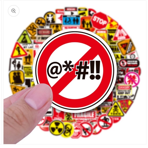 Vibrant Warning Sign Sticker Set - Picture 6 of 7